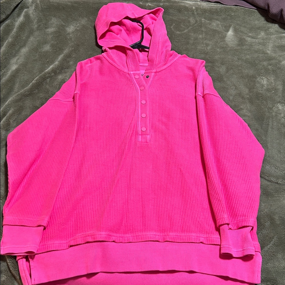 Aerie oversized ribbed pink hoodie NWOT